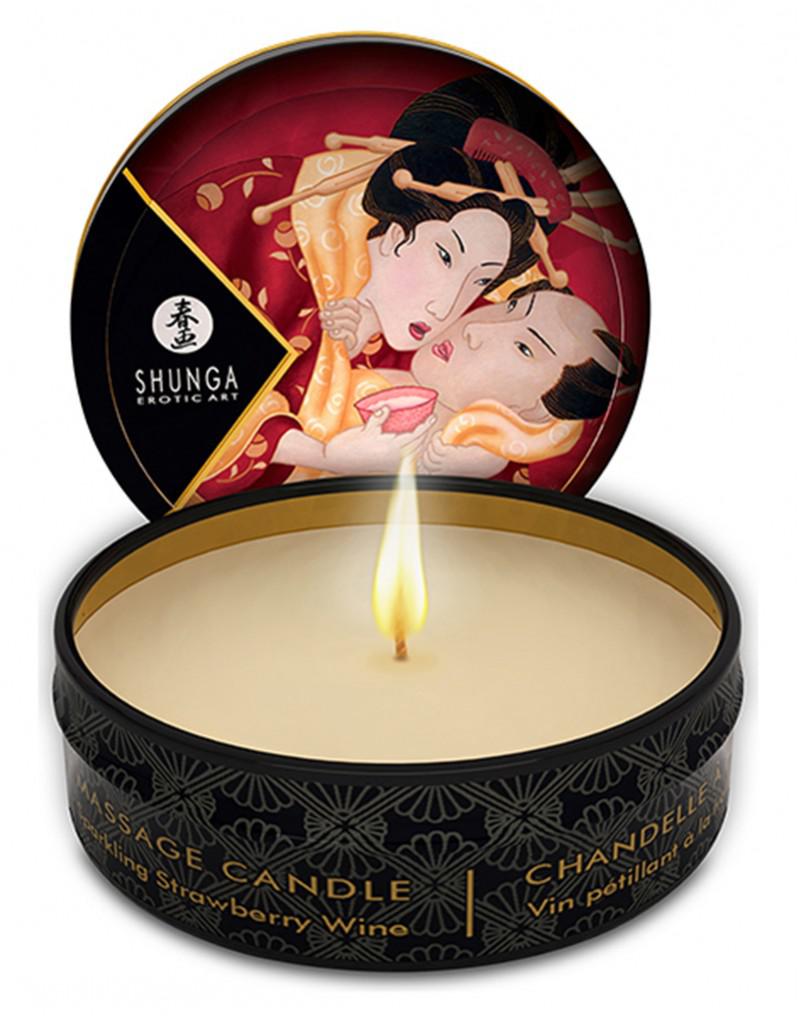 Shunga - Mini Massagekaars - Strawberry Wine-Laced-up.nl