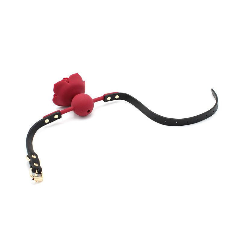 Siliconen Red Rose Gag - Verstelbare Rode Roos Mondknevel - Siliconen-Laced-up.nl
