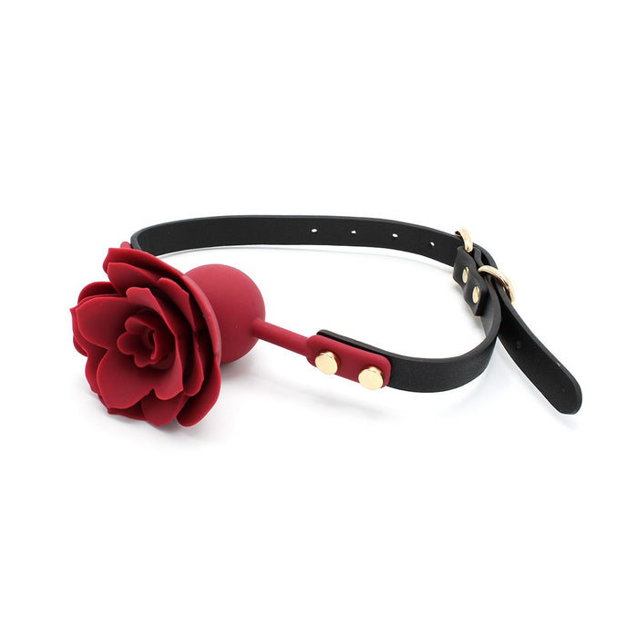 Siliconen Red Rose Gag - Verstelbare Rode Roos Mondknevel - Siliconen-Laced-up.nl