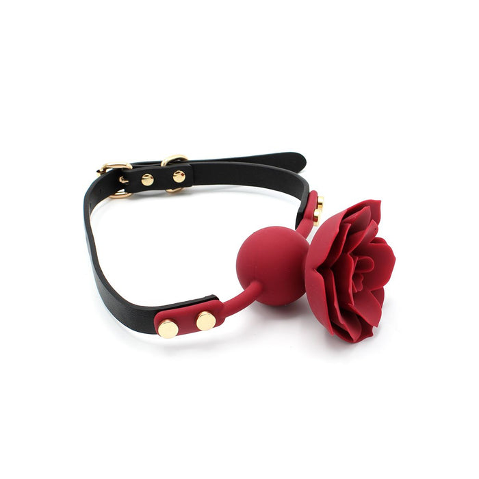 Siliconen Red Rose Gag - Verstelbare Rode Roos Mondknevel - Siliconen-Laced-up.nl