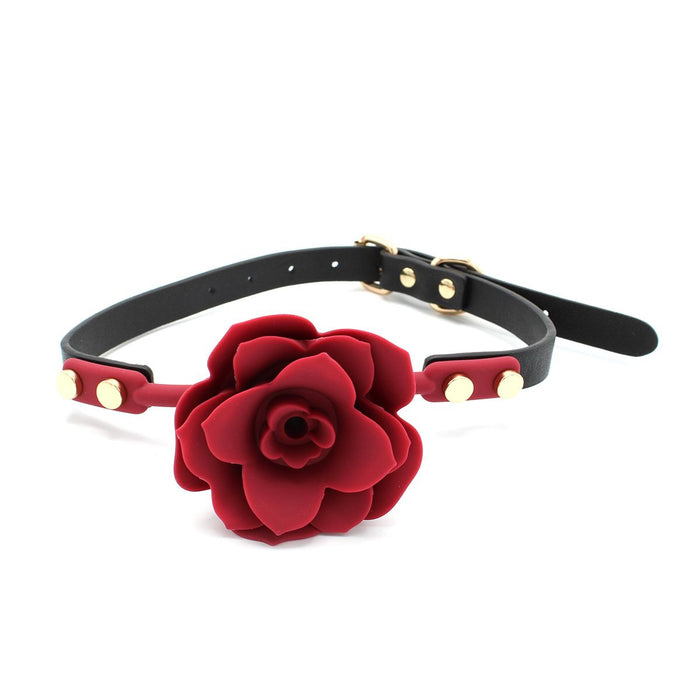 Siliconen Red Rose Gag - Verstelbare Rode Roos Mondknevel - Siliconen-Laced-up.nl