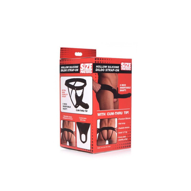 Size Matters - Holle Siliconen Strap-on -Zwart-Laced-up.nl