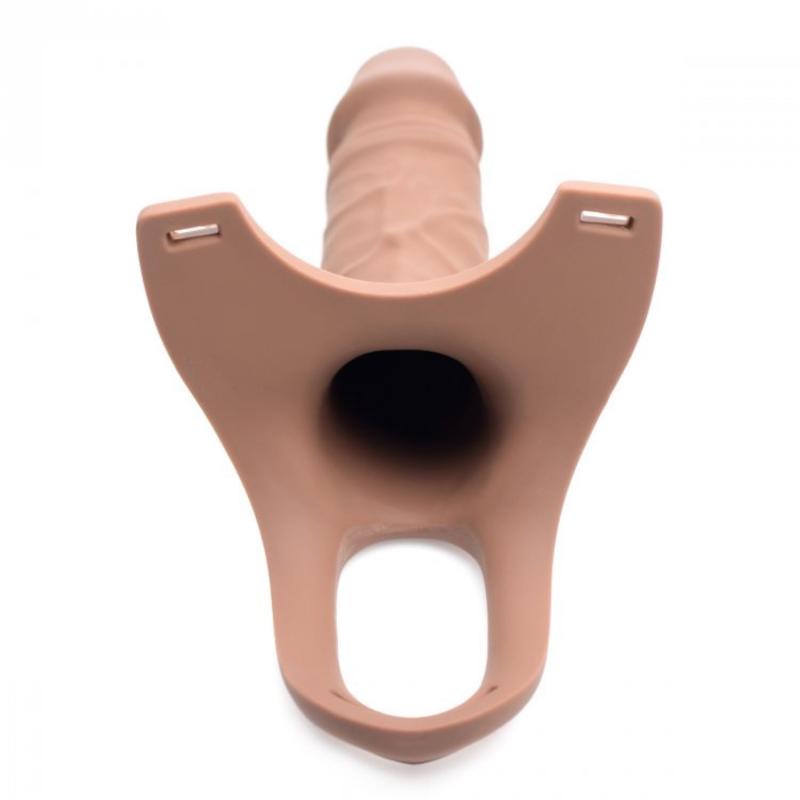 Size Matters - Holle Strap-On Siliconen Dildo Met Harnas - Beige-roze/Zwart-Laced-up.nl
