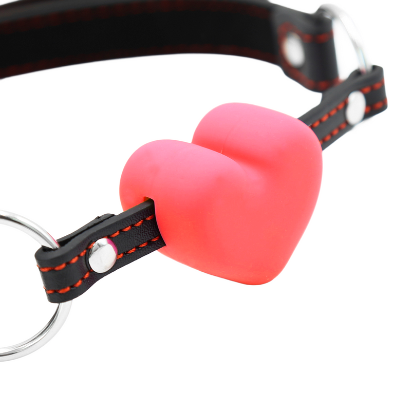 Smart Moves - Ball Gag Hartje - Rood/Zwart-Erotiekvoordeel.nl