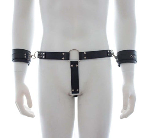 Smart Moves - Bondageriemen Onderlijf met Polsboeien - Zwart-Laced-up.nl