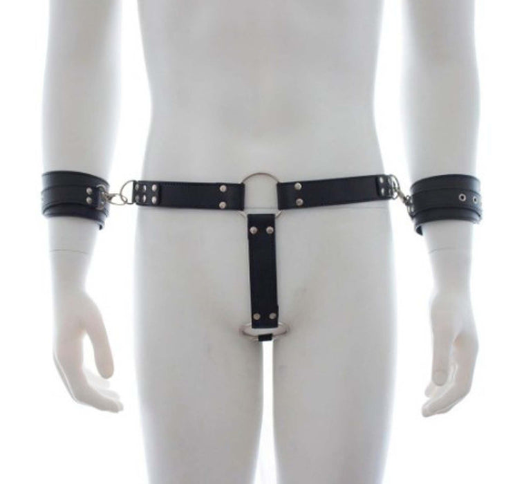 Smart Moves - Bondageriemen Onderlijf met Polsboeien - Zwart-Laced-up.nl