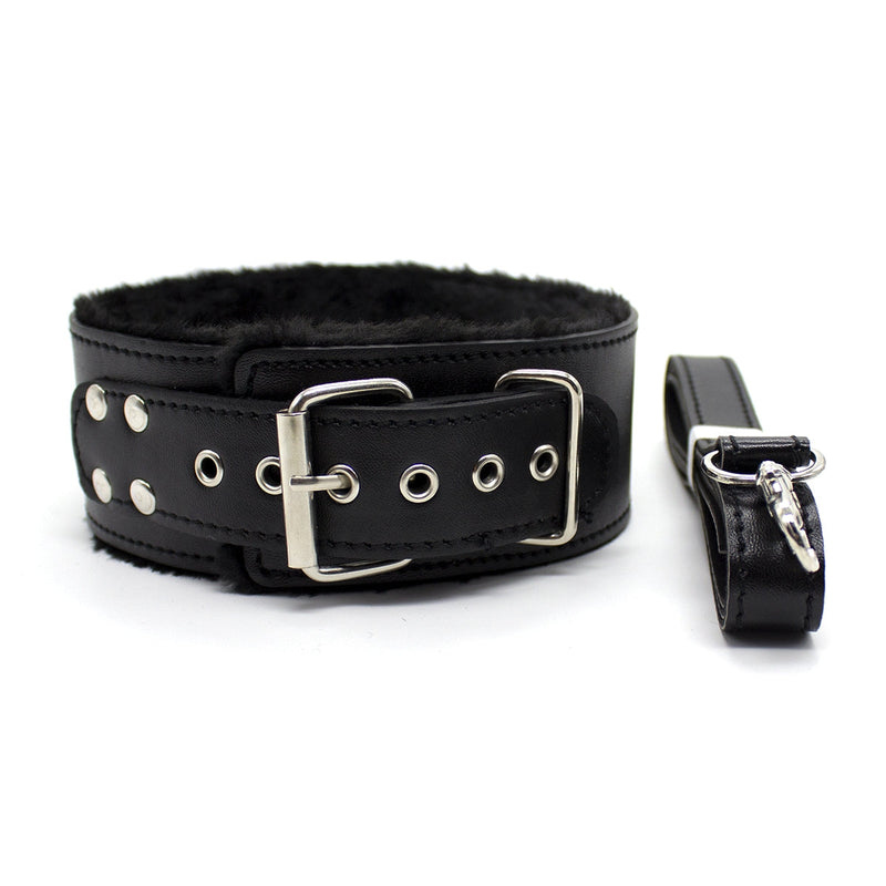 Smart Moves - Bont Gevoerde Collar met Leiband - Zwart-Erotiekvoordeel.nl