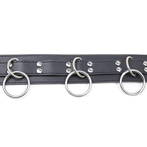 Smart Moves - Halsband mit drei Ringen - inklusive Leine - Schwarz - Laced-up.nl