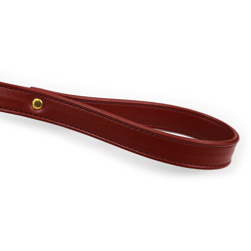 Smart Moves - Collar met Leash - Donkerrood - Gouden Hardware-Erotiekvoordeel.nl