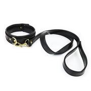 Smart Moves - Collar with Leash - Gold-Colored Metal Hardware - Black - Laced-up.nl