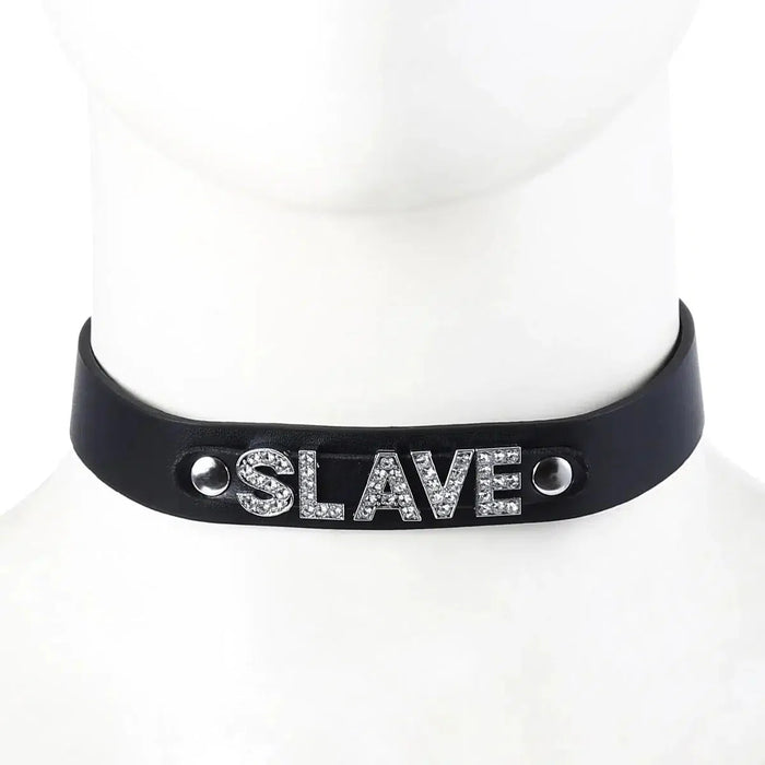 Smart Moves - Collar met Strass Letters SLAVE - Zwart-Laced-up.nl