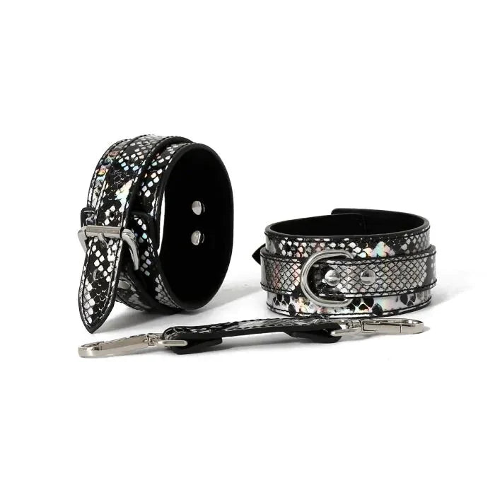 Smart Moves - Enkelboeien - PU Leer - Slangenprint Zwart/Zilver-Laced-up.nl