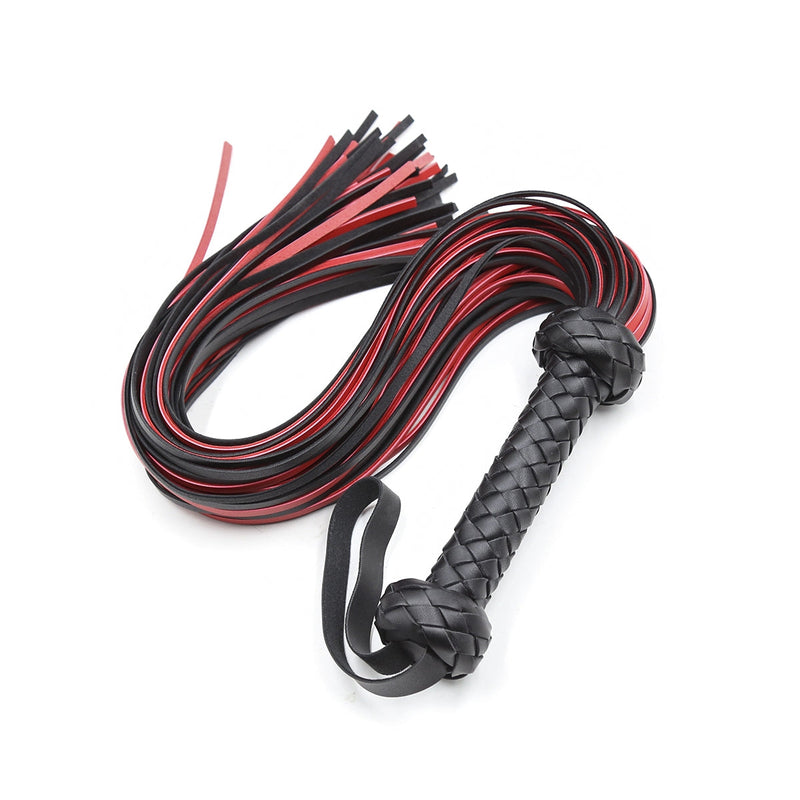 Smart Moves - Flogger met Gevlochten Handvat - Zwart/Rode Strengen-Erotiekvoordeel.nl