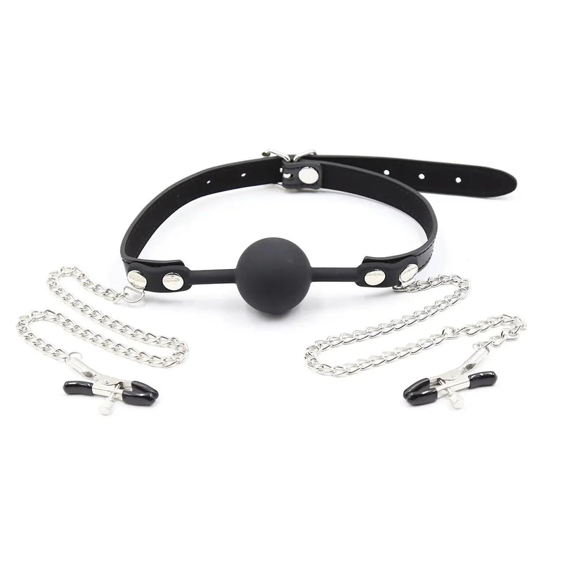 Smart Moves - Gag met Tepelklemmen - Zwart-Laced-up.nl