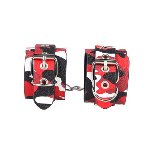 Smart Moves - Handboeien in Camouflage Print - PU Leer - Rood/Zwart/Wit-Erotiekvoordeel.nl