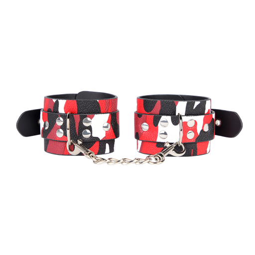 Smart Moves - Handboeien in Camouflage Print - PU Leer - Rood/Zwart/Wit-Erotiekvoordeel.nl
