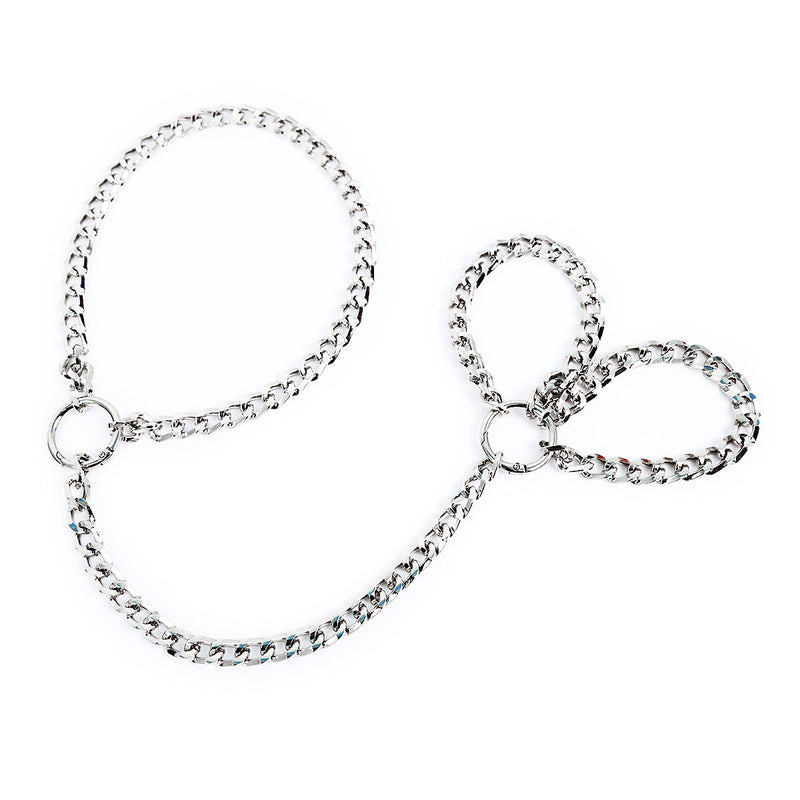 Smart Moves - Ketting Collar met Verbonden Handboeien - Zilver-Erotiekvoordeel.nl