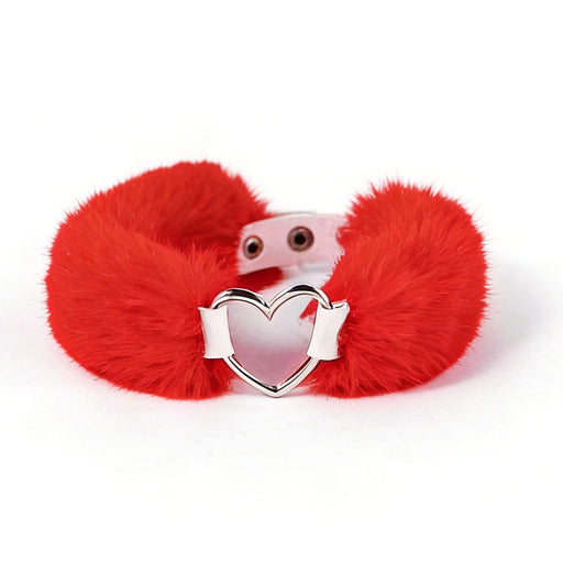 Smart Moves - Love Collar - Kunstfell - Herzförmiger Ring - Rot - Laced-up.nl