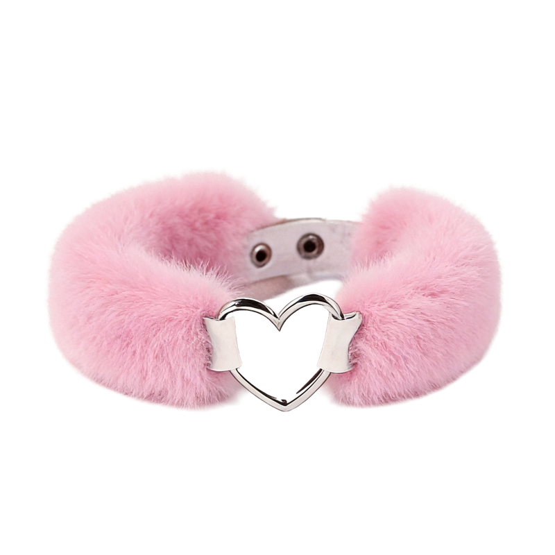 Smart Moves - Love Collar - Faux Fur - Heart-Shaped Ring - Pink-Laced-up.nl