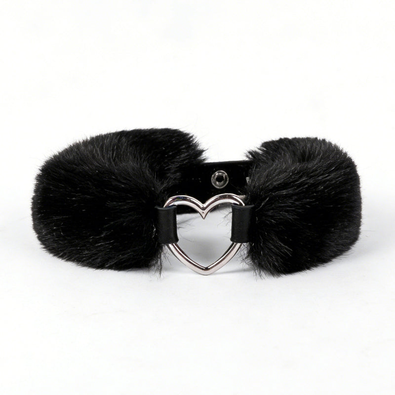 Smart Moves - Love Collar - Kunstbont - Hartvormige Ring - Zwart-Erotiekvoordeel.nl