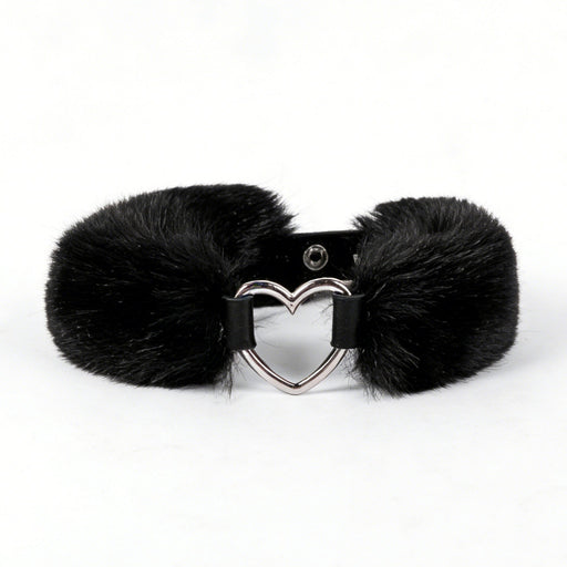 Smart Moves - Love Collar - Kunstfell - Herzförmiger Ring - Schwarz - Laced-up.nl