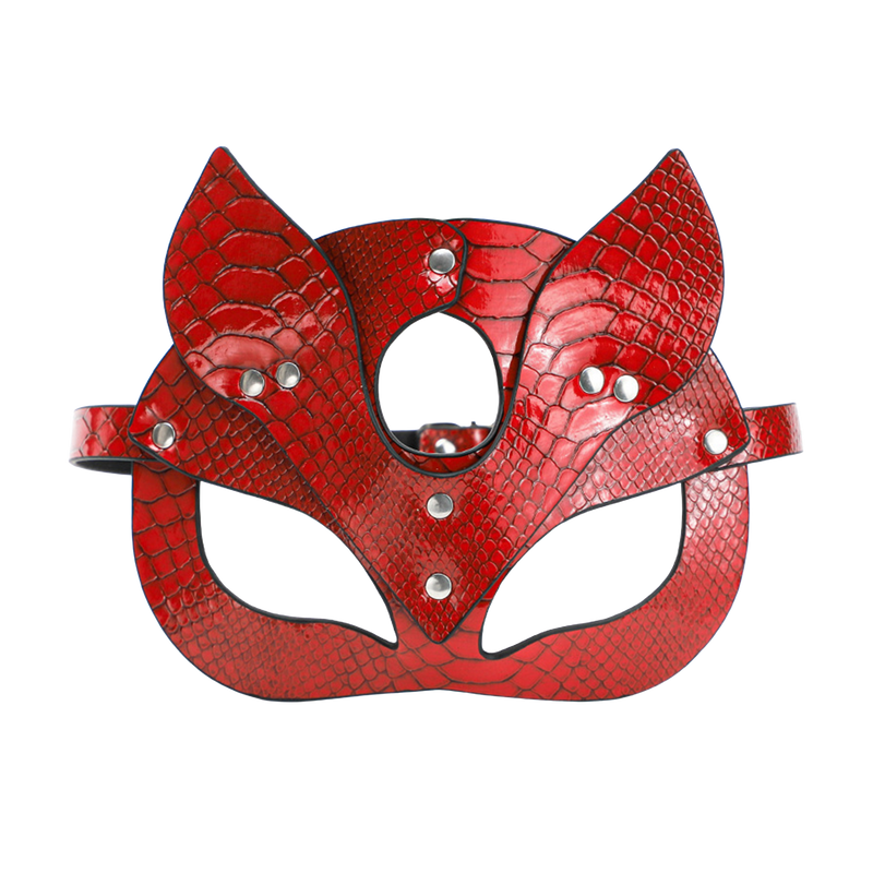 Smart Moves - Masker Kat - Slangenprint PU Leer - Rood-Erotiekvoordeel.nl