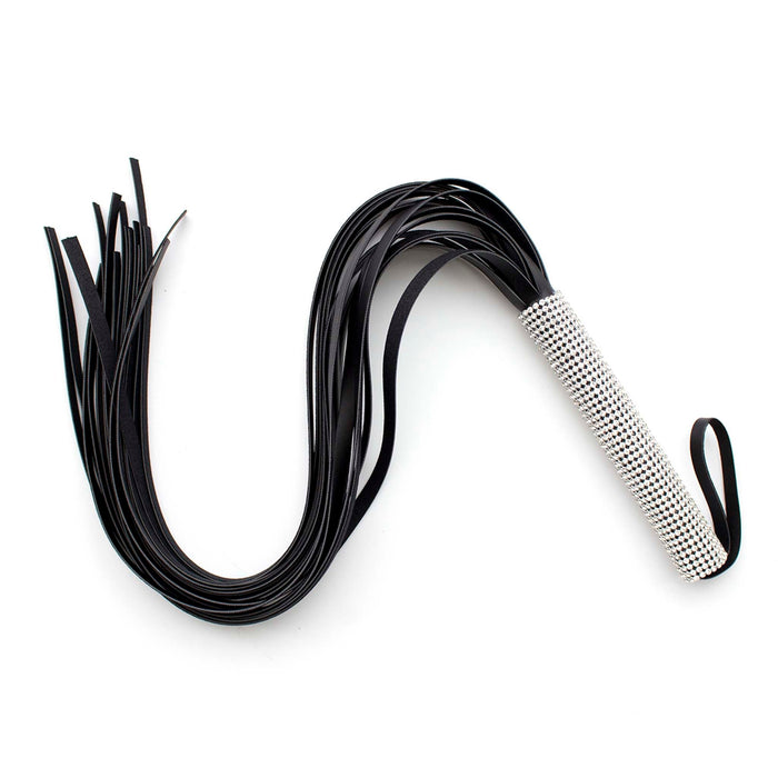 Smart Moves - PU Flogger met Diamantjes Handvat - 70 cm - Zwart-Laced-up.nl