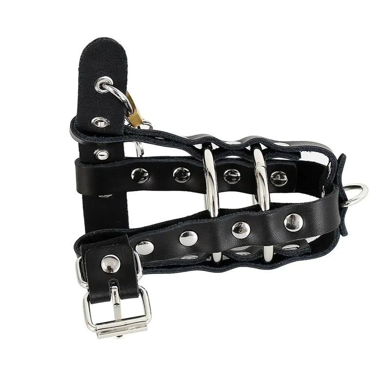 Smart Moves - Penis Trap met Metalen Ringen en Hangslotje - Zwart-Laced-up.nl