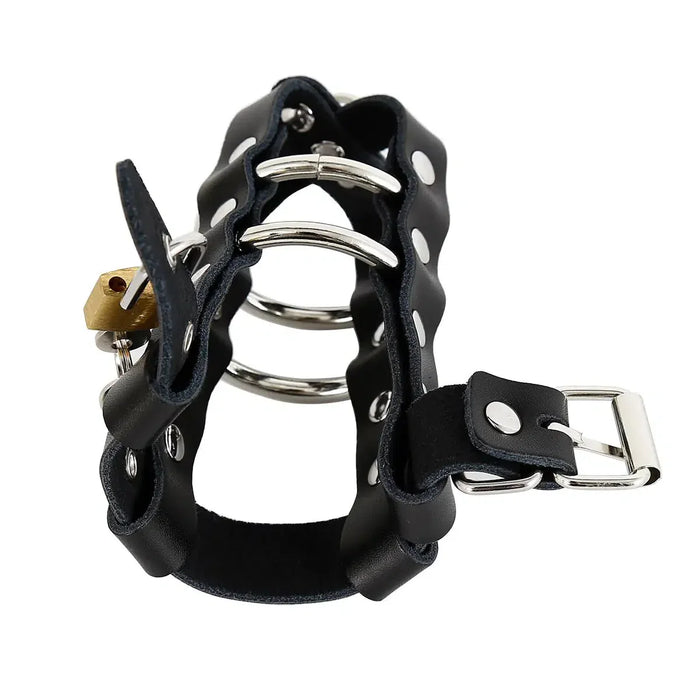 Smart Moves - Penis Trap met Metalen Ringen en Hangslotje - Zwart-Laced-up.nl