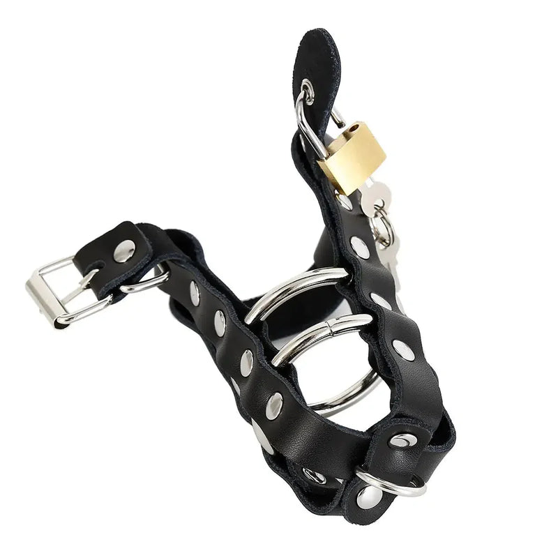 Smart Moves - Penis Trap met Metalen Ringen en Hangslotje - Zwart-Laced-up.nl