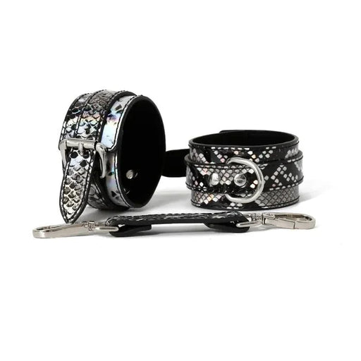 Smart Moves - Polsboeien - PU Leer - Slangenprint Zwart/Zilver-Laced-up.nl