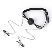 Smart Moves - Siliconen Spikes Ball Gag met Tepelklemmen - Zwart-Erotiekvoordeel.nl