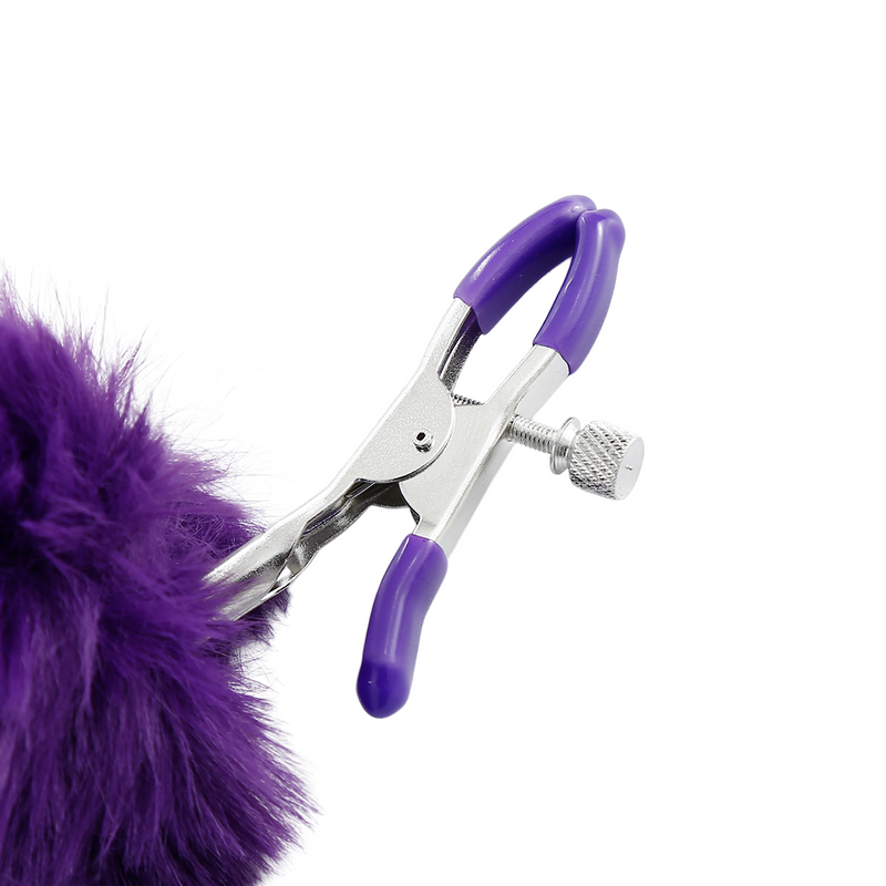 Smart Moves - Pinces à seins avec pompons duveteux - Violet - Laced-up.nl