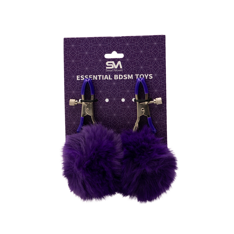 Smart Moves - Pinces à seins avec pompons duveteux - Violet - Laced-up.nl