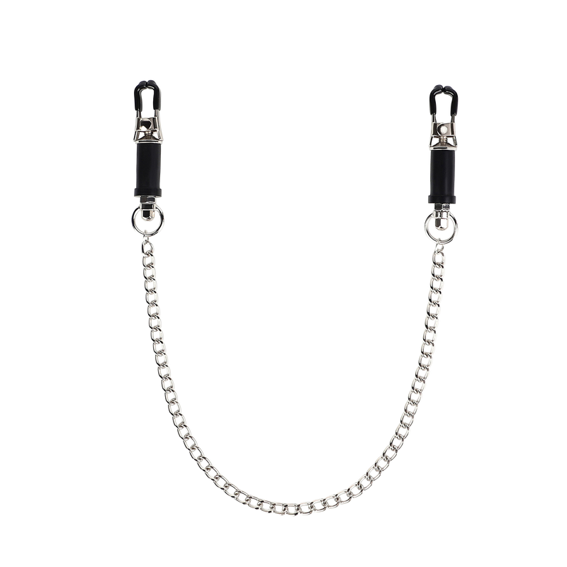 Smart Moves - Nipple Clamps with Screw Sockets and Chain - Adjustable - Black/Silver - Laced-up.nl