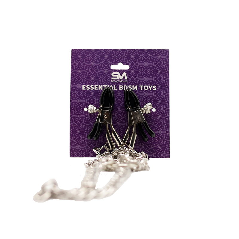 Smart Moves - Nipple Clamps and Labia Clamps on a Chain - Adjustable - Silver-Laced-up.nl