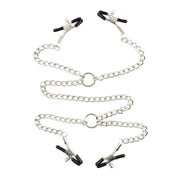 Smart Moves - Nipple Clamps and Labia Clamps on a Chain - Adjustable - Silver-Laced-up.nl