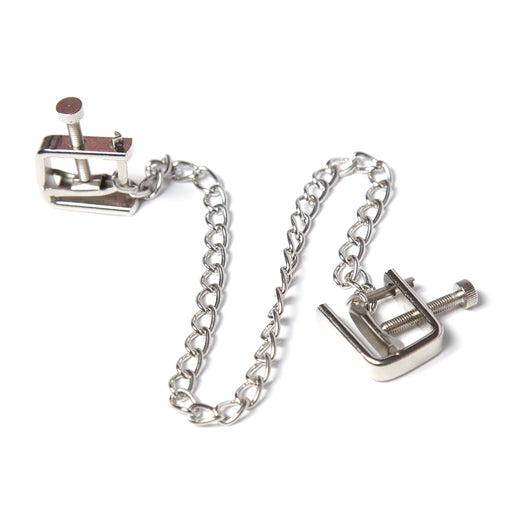 Smart Moves - Vierkante Schroef Tepelklemmen met Ketting - Zilver-Erotiekvoordeel.nl