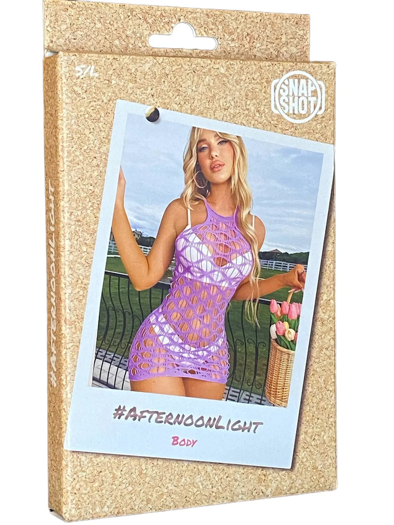 Snapshot - #afternoonlight - Fishnet Mini Dress - One Size - Lilac-Laced-up.nl