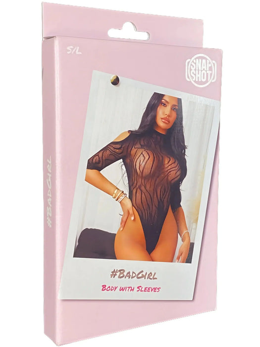 Snapshot - #badgirl - Body met Mouwtjes en Open Rug - One Size - Zwart-Laced-up.nl