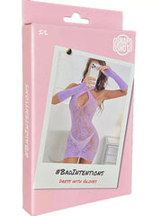 Snapshot - #badintentions - Kanten Mini Jurkje met Handschoenen - One Size - Lila-Laced-up.nl