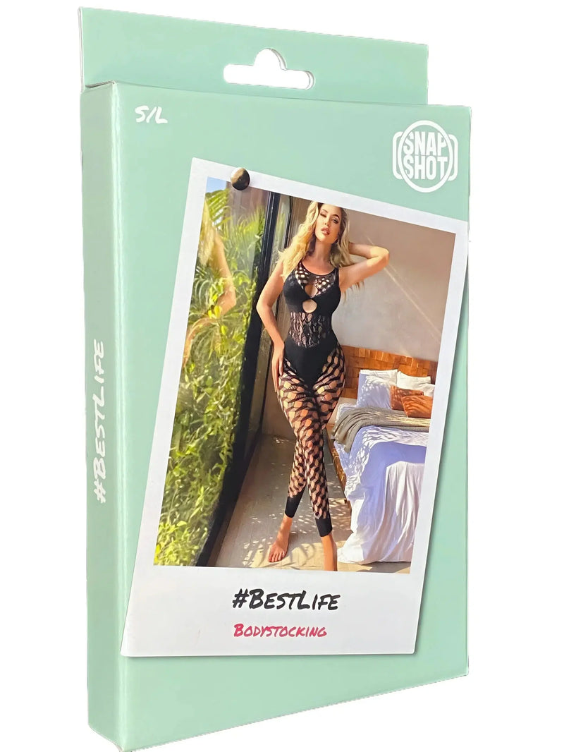 Snapshot - #bestlife - Catsuit - Bodystocking - One Size - Zwart-laced-up.nl