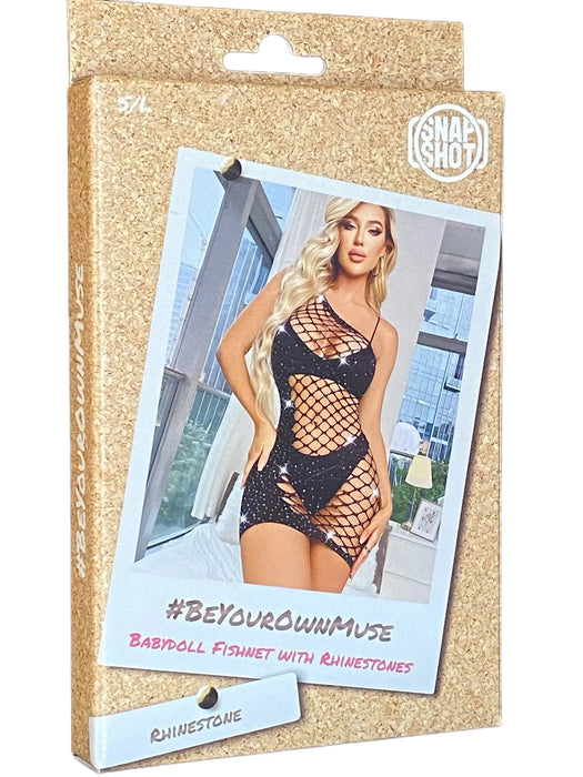 Snapshot - #beyourownmuse - Mini Jurkje Visnet met Strass steentjes - One Size - Zwart-Laced-up.nl