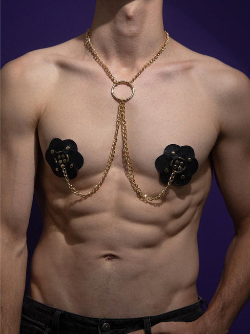 Snapshot - #boysturnmearound - Tepelstickers met Ketting en Collar - Zwart-Laced-up.nl