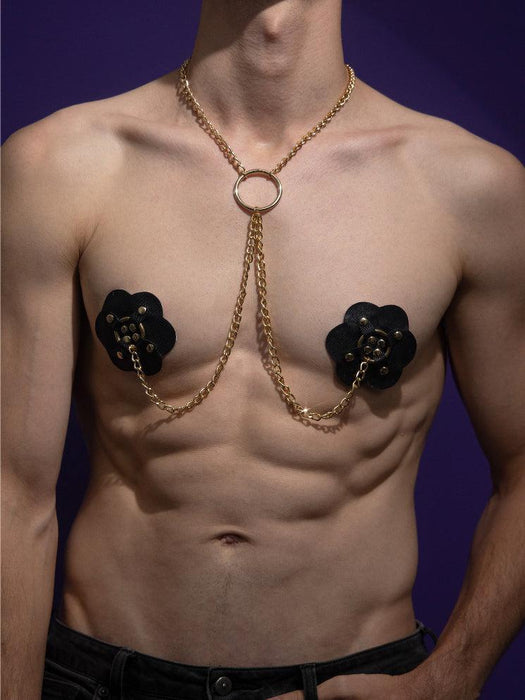 Snapshot - #boysturnmearound - Tepelstickers met Ketting en Collar - Zwart-Laced-up.nl