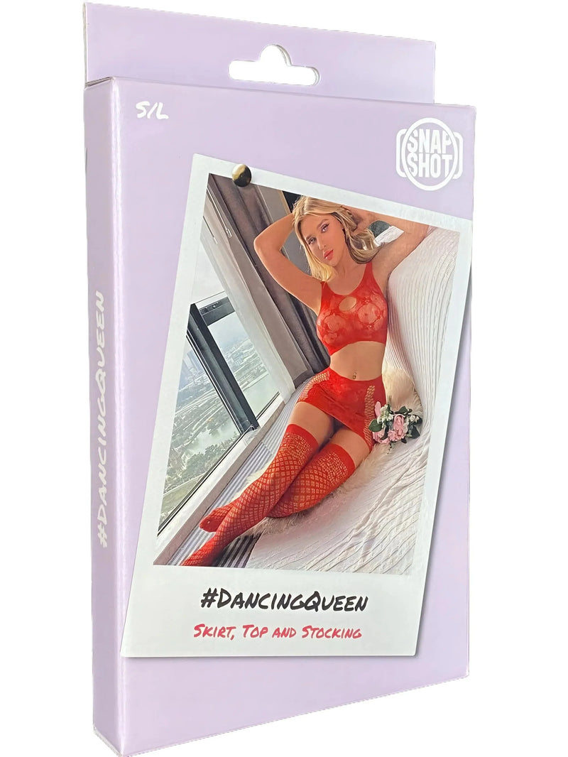 Snapshot - #dancingqueen - Rokje, Top en Kousen - One Size - Rood-Laced-up.nl