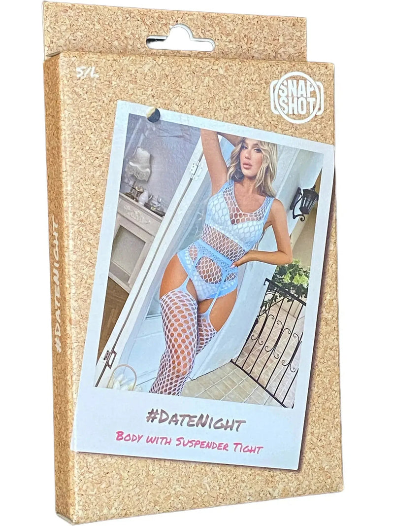 Snapshot - #datenight - Fishnet Bodysuit with Suspender Panty Set - One Size - Blue-Laced-up.nl