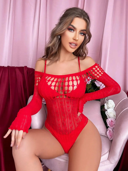 Snapshot - #eachdayisvalentine - Body Hartjes en Lange Mouwen - One Size - Rood-Laced-up.nl