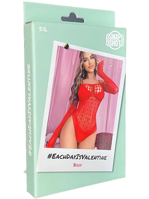 Snapshot - #eachdayisvalentine - Body Hartjes en Lange Mouwen - One Size - Rood-Laced-up.nl