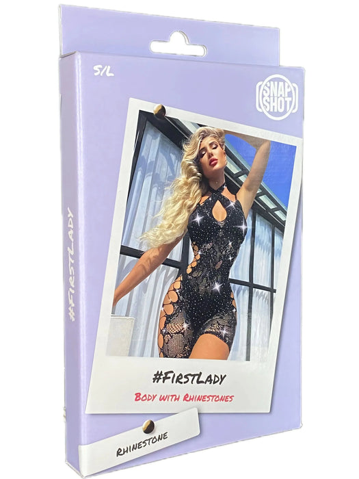 Snapshot - #firstlady - Visnet Mini Jurkje met Strass steentjes - One Size - Zwart-Laced-up.nl